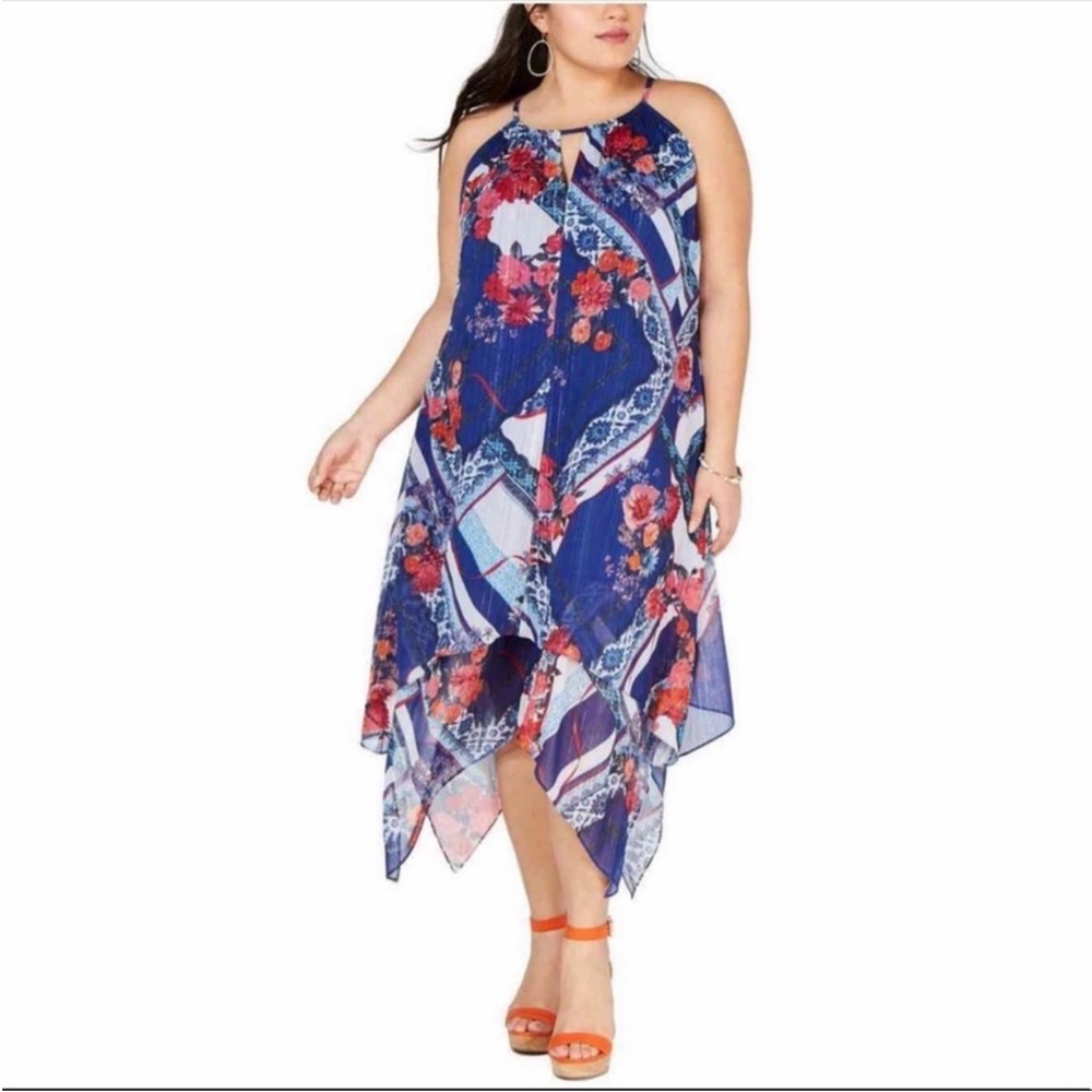 New INC Dress Blue Floral Plus Size 1X